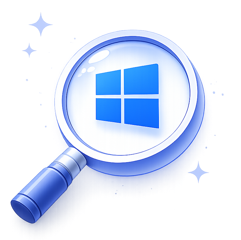 Magnifying glass over Windows logo-1